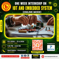 One Week Internship on IoT and Embedded System (online Mode) 2026 online Poster